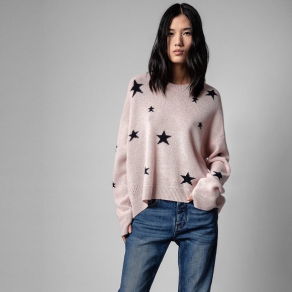 $478 NWT Zadig & Voltaire Markus Star Cashmere Sweater Pullover Jumper Size S, M - Picture 3 of 6